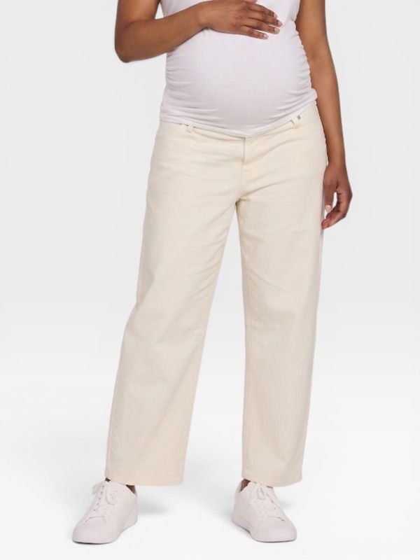 マザーフッドマタニティー レディース ボトムス デニムパンツ MOTHERHOOD MATERNITY Under the Belly Dart Barreleg Jean Vintage White Wash ホワイト