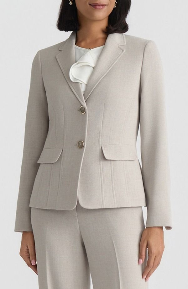 カスパール レディース アウター ジャケット・ブルゾン クレープ ブレザー KASPER Pebble Crepe TwoButton Blazer Summer Straw