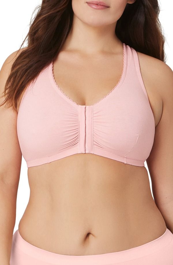 グラマライズ レディース アンダーウェア ブラジャー コットン Glamorise Front Close Cotton Blend TBack Comfort Bra Powder Pink ピンク
