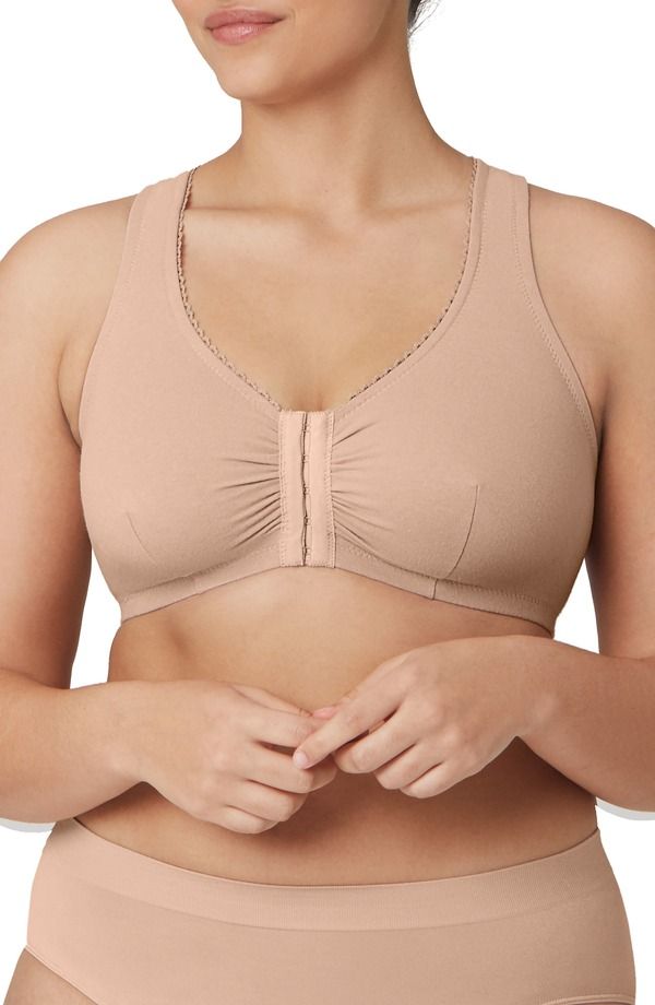 グラマライズ レディース アンダーウェア ブラジャー コットン Glamorise Front Close Cotton Blend TBack Comfort Bra Cafe