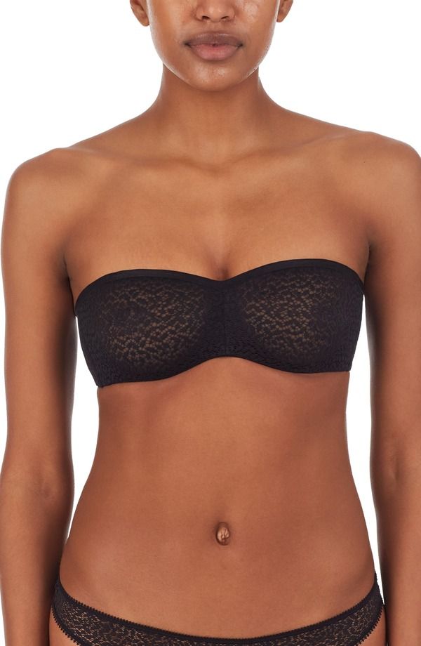 ダナ キャラン ニューヨーク レディース アンダーウェア ブラジャー ストラップレス レース DKNY Modern Lace Strapless Underwire Bra Black ブラック