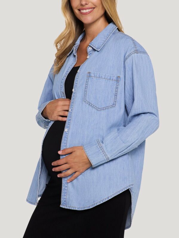 マザーフッドマタニティー レディース トップス シャツ デニム MOTHERHOOD MATERNITY Long Sleeve ButtonUp Denim Shirt July Wash デニム