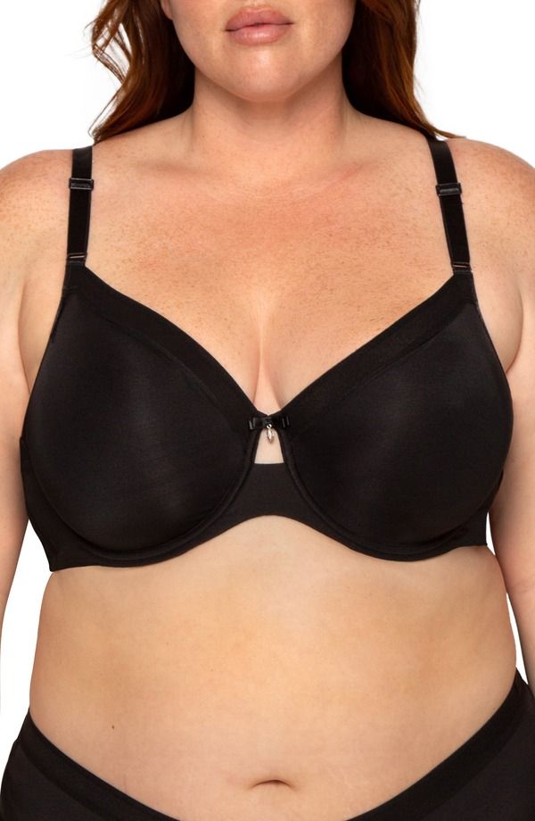 カービークチュール レディース アンダーウェア ブラジャー シルク Curvy Couture Silky Smooth Underwire Unlined Bra Black ブラック