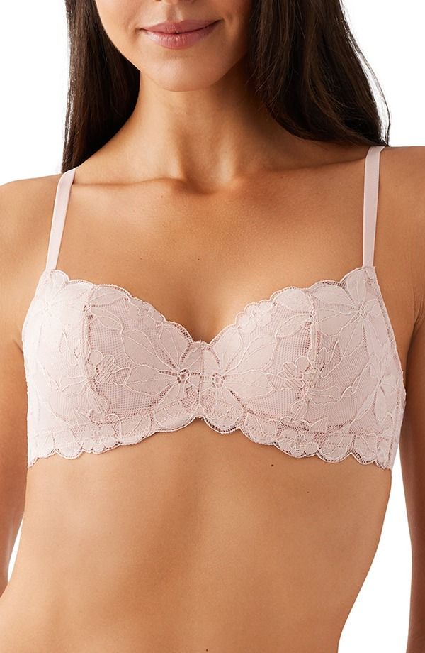 ビーテンプティッド レディース アンダーウェア ブラジャー btemptd by Wacoal Feeling Famous Underwire Balconette Bra Rose Smoke White ホワイト