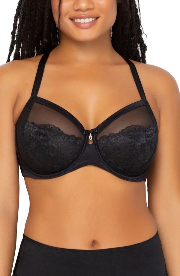 カービークチュール レディース アンダーウェア ブラジャー レース Curvy Couture Luxe Lace Underwire Bra Black Hue ブラック