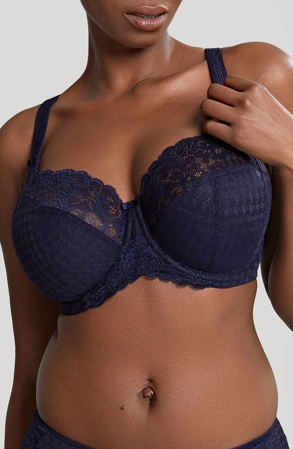 パナシェ レディース アンダーウェア ブラジャー レース Panachenvy Underwire Stretch Lace Side Support Bra Navy ネイビー