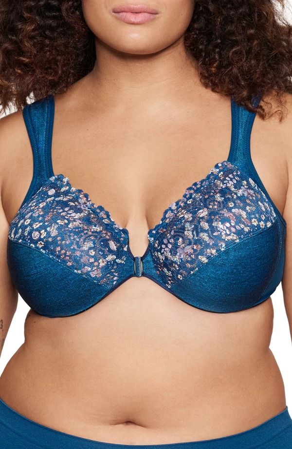グラマライズ レディース アンダーウェア ブラジャー Glamorise WonderWire Front Close Underwire Bra Dark Denim デニム