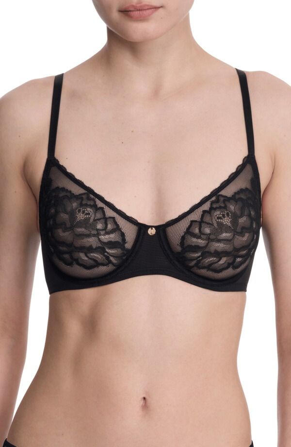 ナトリ レディース アンダーウェア ブラジャー レース Natori Flora Unlined Lace Balconette Underwire Bra Black ブラック