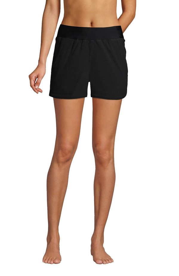 ランズエンド レディース ボトムス ハーフパンツ・ショーツ ショートパンツ Lands End 3 Quick Dry Elastic Waist Board Shortswim Coverup Shorts with Panty Black ブラック