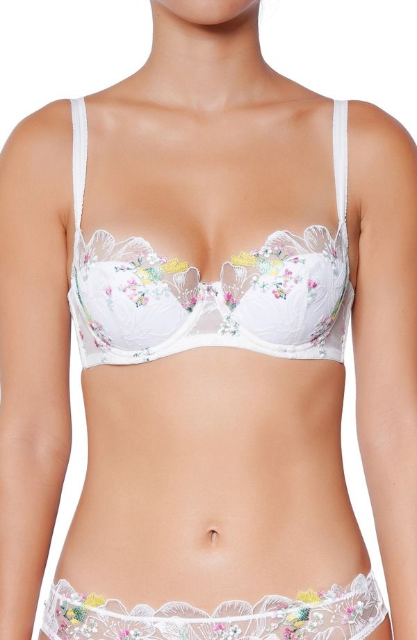 ユイット レディース アンダーウェア ブラジャー Huit Winteromance Underwire Padded Balconette Bra Floral White ホワイト