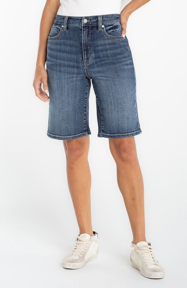 リバプール レディース ボトムス デニムパンツ ハイウエスト ショートパンツ Liverpool High Waist 105Inch Jean Shorts Harbor Haze