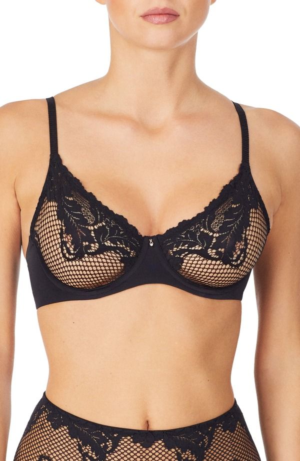 レミストレディース アンダーウェア ブラジャー レース Le Mystre Lace Allure Unlined Underwire Bra Black ブラック
