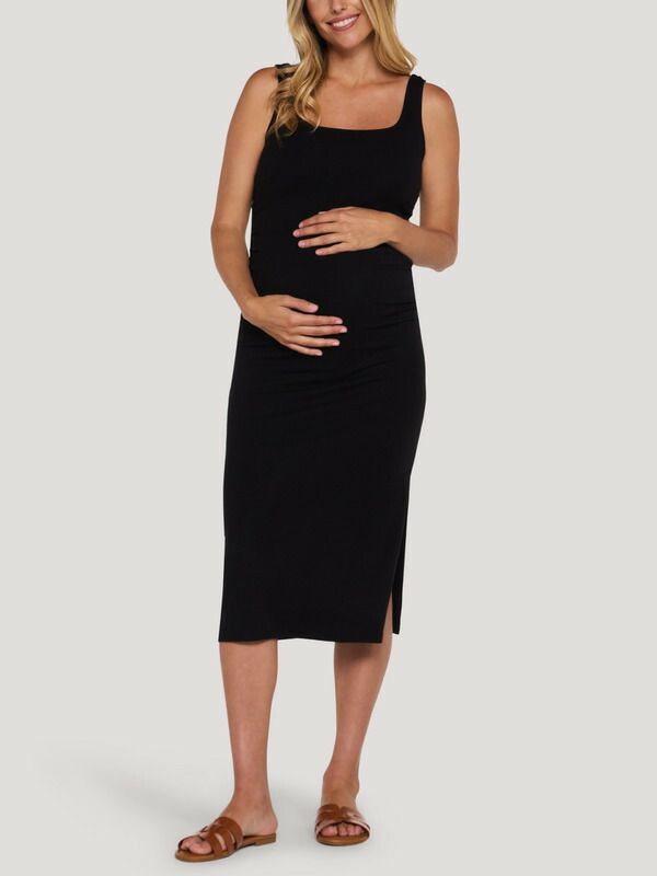 マザーフッドマタニティー レディース トップス ワンピース ギャザー ミディ ノースリーブ MOTHERHOOD MATERNITY Sleevelesside Ruched Midi Dress Black ブラック