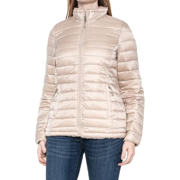 ３２ディグリー レディース アウター ジャケット・ブルゾン キルティング ダウン 32 Degreeshort Quilted Packable Down Jacket FauxFur Lined Chateau Gray グレー