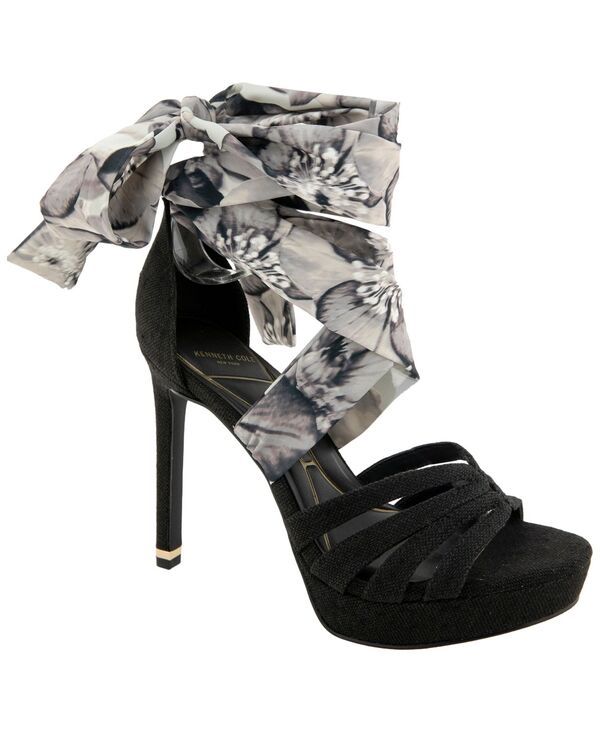 ケネスコール レディース シューズ サンダル プラットフォーム アンクル Kenneth Cole New York Womens Nikkii AnkleWraplatform Sandals Black Linen ブラック