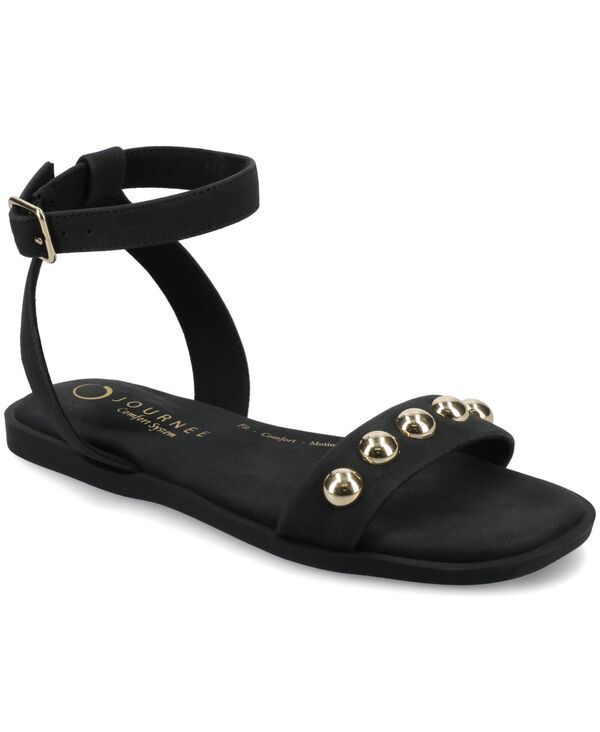 ジュルネ コレクション レディース シューズ サンダル アンクル Journee Collection Womens Primrose Studded Ankle Strap Flat Sandals Black ブラック