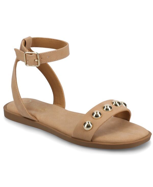 ジュルネ コレクション レディース シューズ サンダル アンクル Journee Collection Womens Primrose Studded Ankle Strap Flat Sandals Tan タン