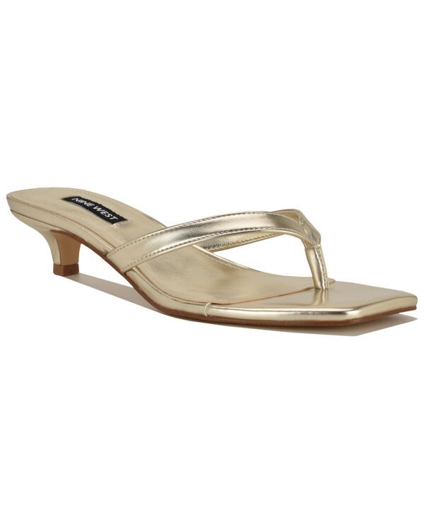 ナインウェスト レディース シューズ サンダル ヒール Nine West Womens Cassa Thong Low Kitten Heel Dressandals Platino