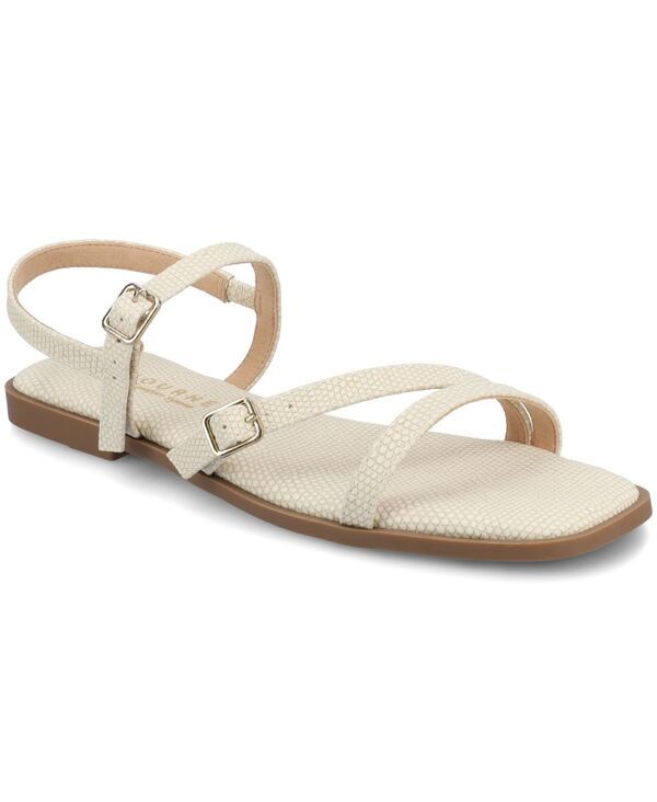 ジュルネ コレクション レディース シューズ サンダル アシンメトリー Journee Collection Womens Briannasymmetrical Strappy Flat Sandals Bone Lizard