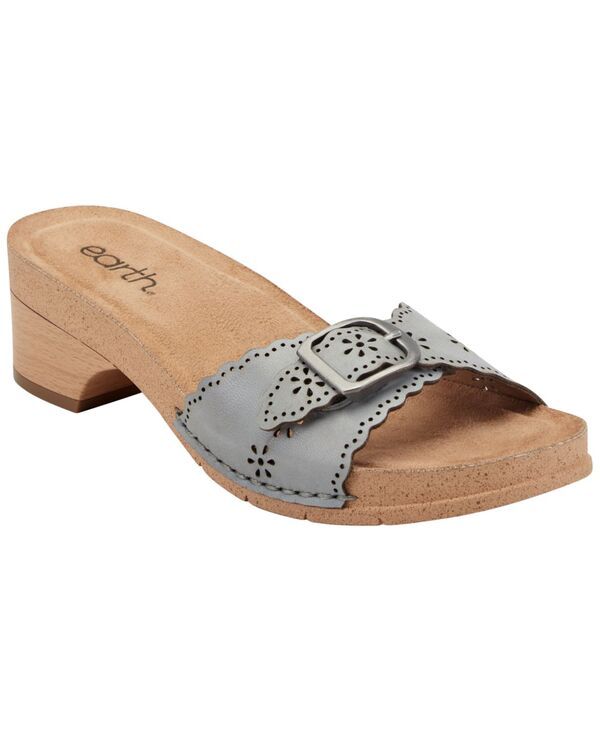 アース レディース シューズ サンダル レザー ヒール Earth Womens Haisly Leather Buckle Band Block Heel Sandals Light Blue Fog Leather ブルー