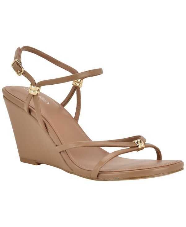 カルバンクライン レディース シューズ サンダル Calvin Klein Womens Deliney Strappy Wedge Dressandals Light Cognac