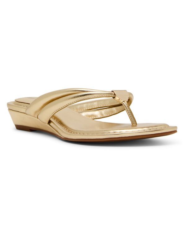 アンクライン レディース シューズ サンダル Anne Klein Womens Bari Thong Demi Wedge Sandals Gold ゴールド