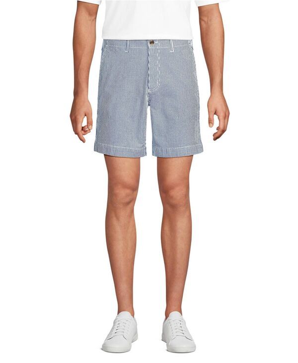 ランズエンド メンズ ボトムス ハーフパンツ・ショーツ Lands End Mens Knockabout 7 Classic Fit Chino Short Deep ocean railroad stripe ストライプ