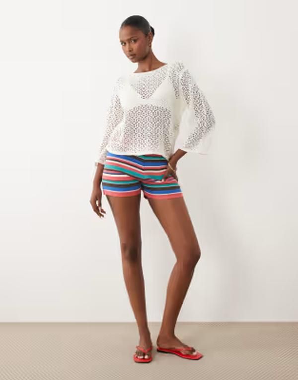 ジェイディーワイ レディース アウター ニット・セーター JDY boatneck crochetop in cream クリーム