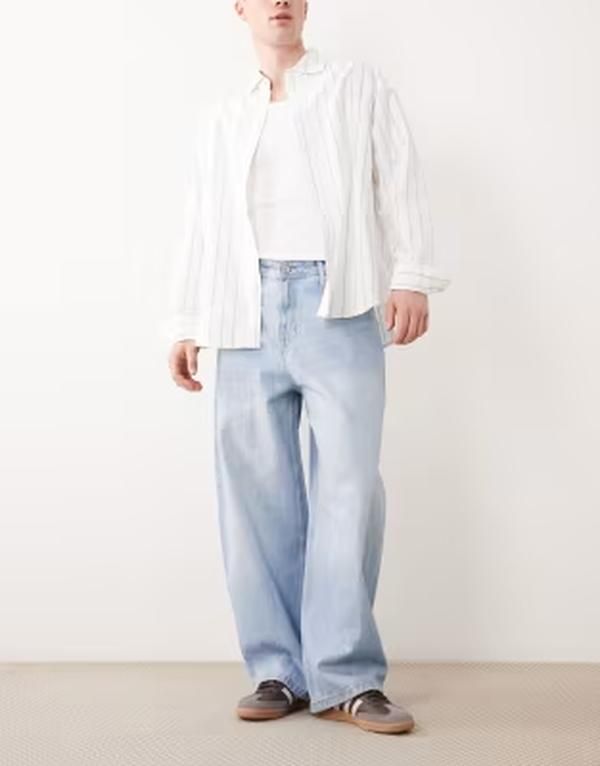 ジャック アンド ジョーンズ メンズ ボトムス デニムパンツ ジーンズ Jack Jones Joey barrel jeans in light blue wash Blue Denim デニム