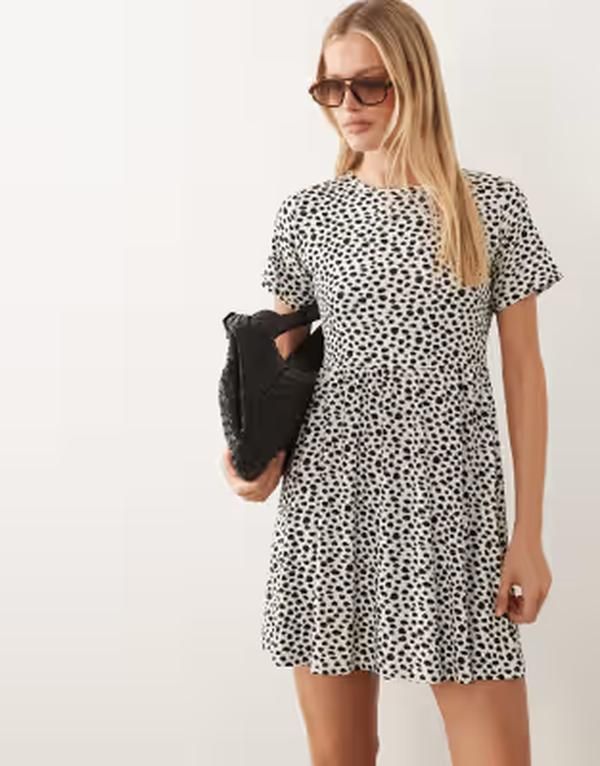 ウェンズデーガール レディース トップス ワンピース ミニ Wednesdays Girl Wednesdays Girl smudgedots mini dress and WHITE ホワイト