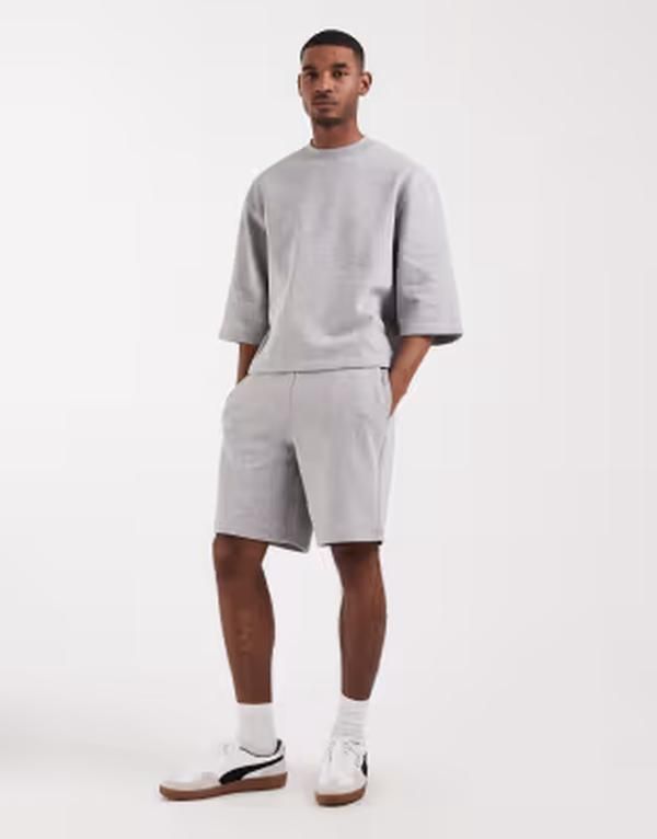 エイソス メンズ アウター パーカー・スウェット シャツ ASOS DESIGN relaxed short sleeve sweatshirt heather part of a set Gray Heather グレー