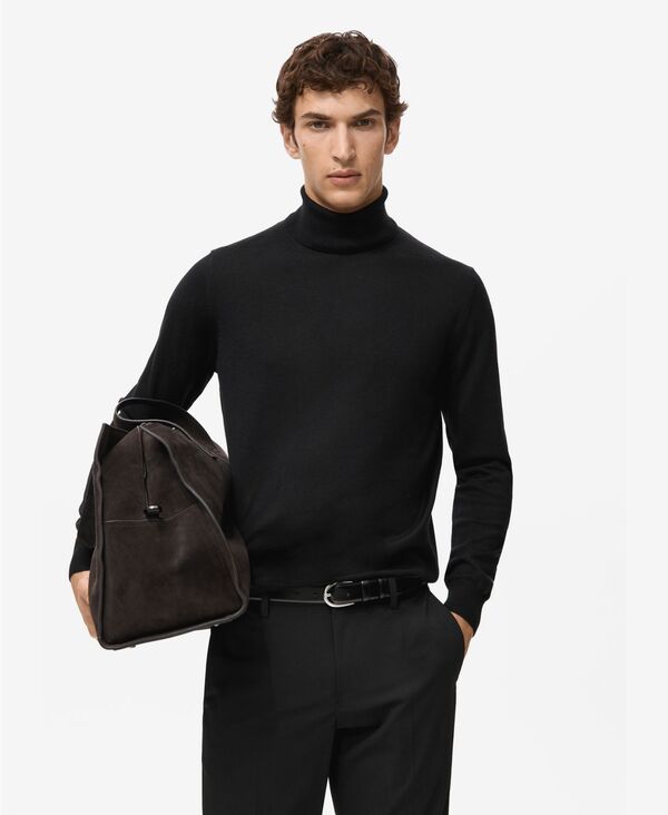 マンゴ メンズ アウター ニット・セータートルネック ウール MANGO Mens Wool Turtleneck Sweater Black ブラック