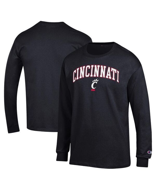 チャンピオン レディース トップス Tシャツ ロゴ Champion Mens Black Cincinnati Bearcats Arch Over Logo Long Sleeve TShirt Black ブラック
