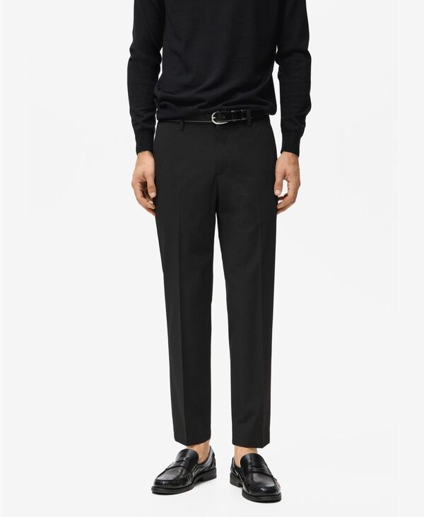 マンゴ メンズ ボトムス カジュアルパンツ MANGO Mens Bologna SlimFit ComfortStretch Pants Black ブラック
