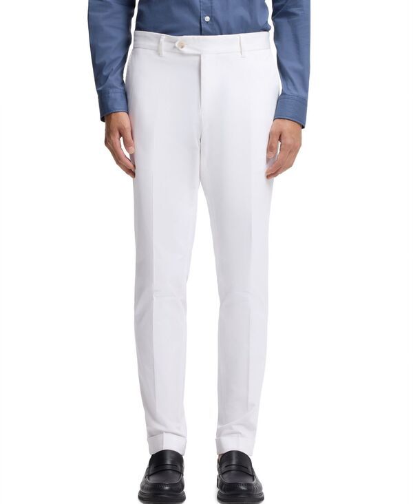 ヒューゴボス メンズ ボトムス カジュアルパンツ コットン Hugo Boss Mens Washable Stretch Cotton SlimFit Pants White ホワイト
