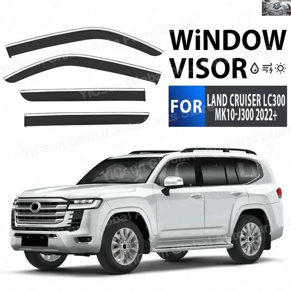 トヨタ ランドクルーザー 300 LC300 FJ300 2021-24 車用 ウィンドウディフレクターバイザー サンレインガード カスタムパーツ