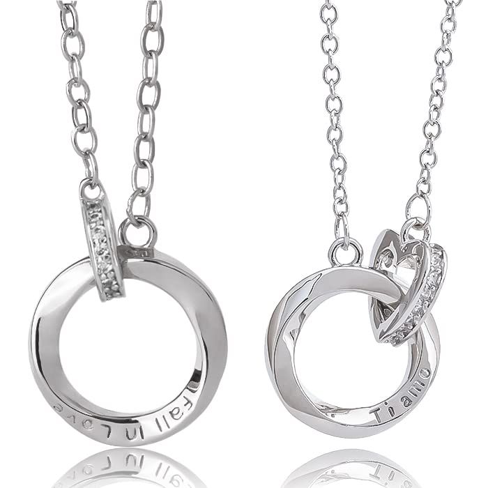 [felicitations] ペアネックレス カップル プレゼント スターリングシルバー ジュエリー ネックレス メンズ レディース 2個セット BR-J066 (MSW&LSW_ハート) [MSW&LSW_ハート]