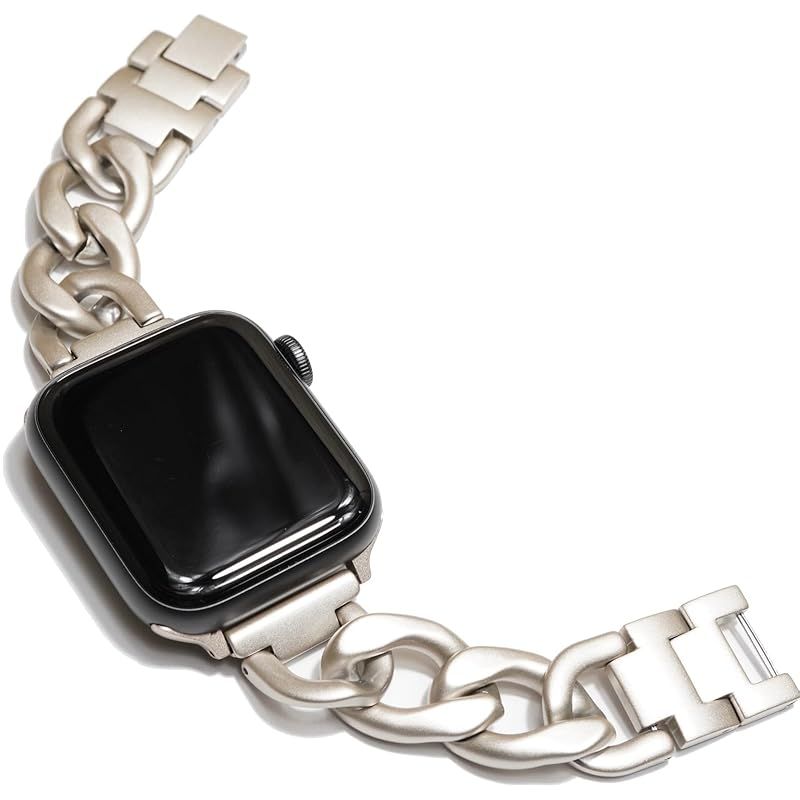 Royce&Roland Apple watch チェーンバンド おしゃれ アップルウォッチ 時計 バンド (ステンレス/シルバー) レディース メンズ ギフト プレゼント (40mm 41mm 42mm, スターライト)
