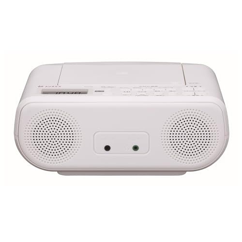 東芝 オーレックス(AUREX) CDラジオ AX-C160 ホワイト ワイドFM 軽量 コンパクト ハンドル付き 語学学習 A-Bリピート レジューム再生 +10スキップ 1.5W+1.5W Bass機能搭載 スリープタイマー AC/乾電池2電源対応koe