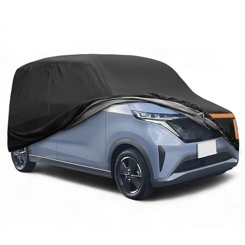 X AUTOHAUX 日産に対応サクラ デイズ用 軽自動車カバー 遮光断熱 日焼け防止 防水性アップ 雹対 日焼け防止 梅雨対策 防炎 防塵 雪/強風/黄砂 ー 屋外防塵 防雪 防輻射 紫外線 UVカット 耐強風 1セット 防風 運転側ジッパ a34928b7