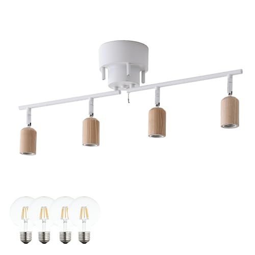 VENTOTA シーリングライト 4灯 シーリングスポットライト 照明器具 天井照明 おしゃれ 北欧 LED 電気 インテリア シンプル リビング 寝室 子供部屋 cll-akarto-c4 (ブラウン｜フィラメントLED電球4個付) 国内発 729c3ac1