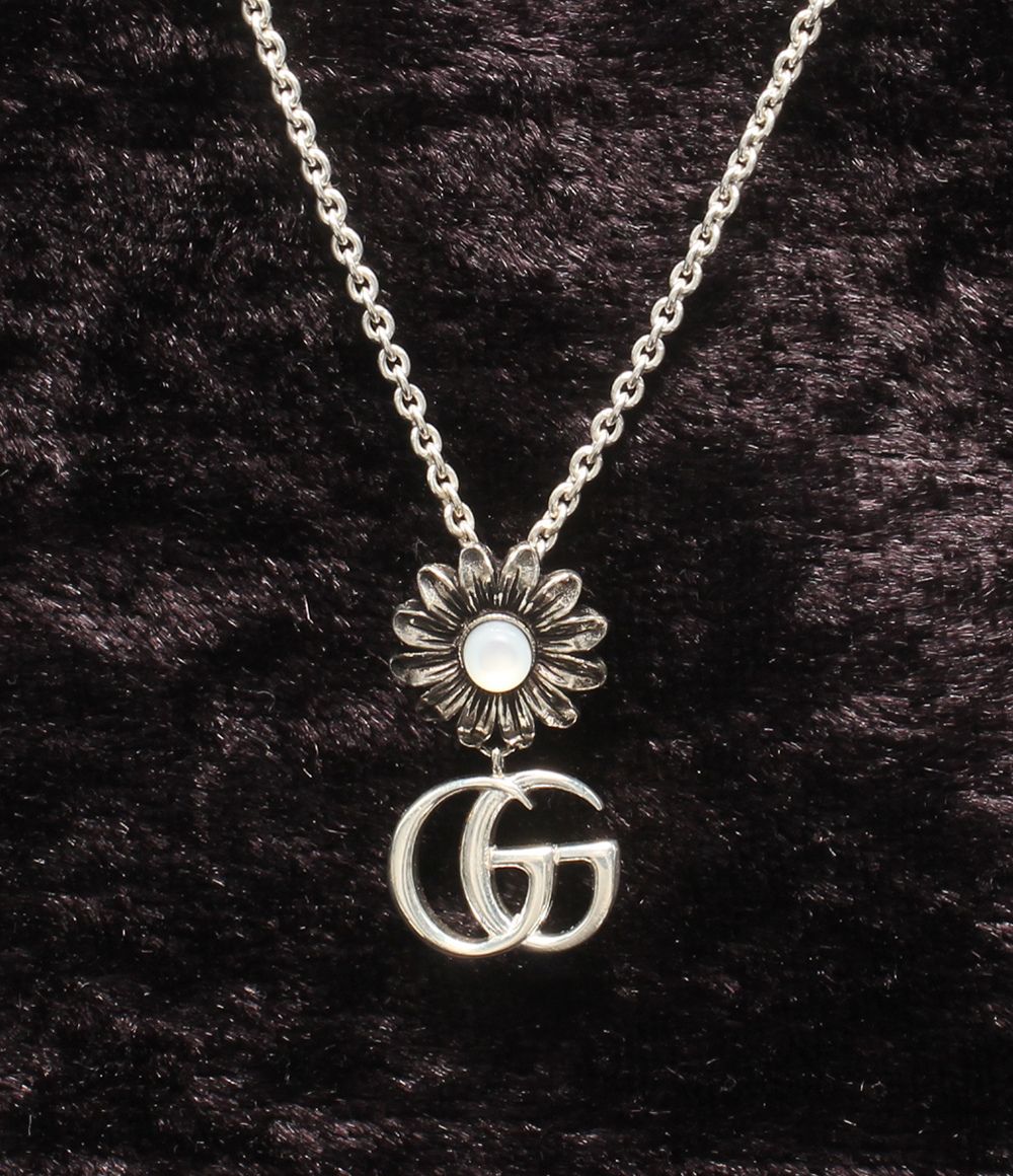 グッチ ネックレス ブレスレット SV925 カラーストーン フラワーモチーフ 花モチーフ 2点セット レディース GUCCI