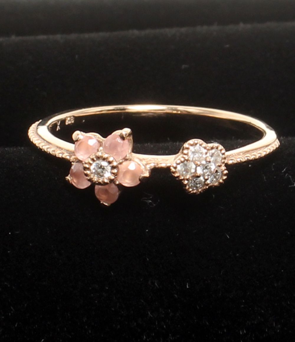 美品 ビズー リング 指輪 K18 ダイヤ 0.08ct ローズクオーツ ペリドット ペンダントトップ　3点セット レディース BIZOUX