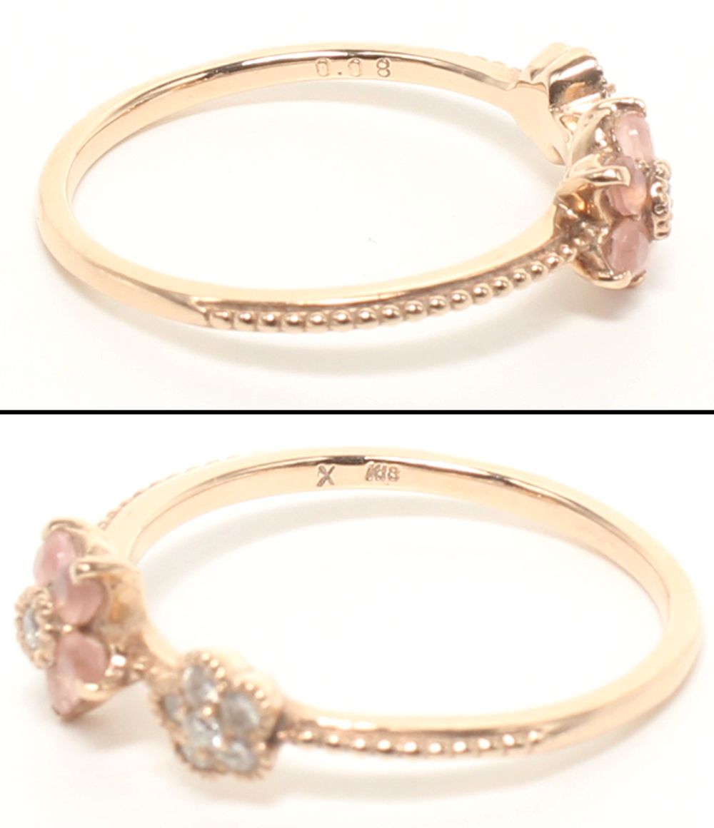 美品 ビズー リング 指輪 K18 ダイヤ 0.08ct ローズクオーツ ペリドット ペンダントトップ　3点セット レディース BIZOUX