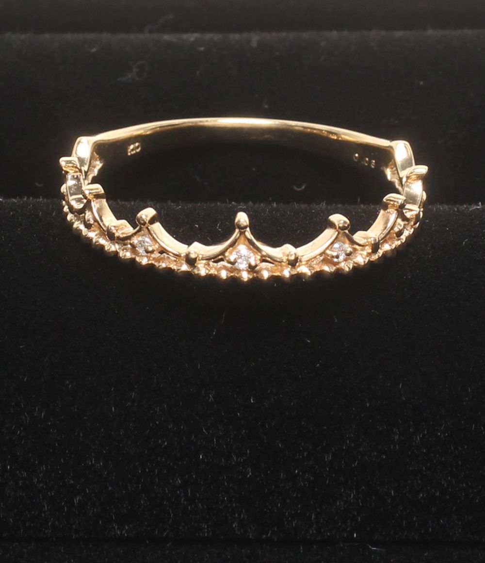 美品 リング 指輪 K10 ダイヤ0.03ct クラウンモチーフ レディース SIZE 20号