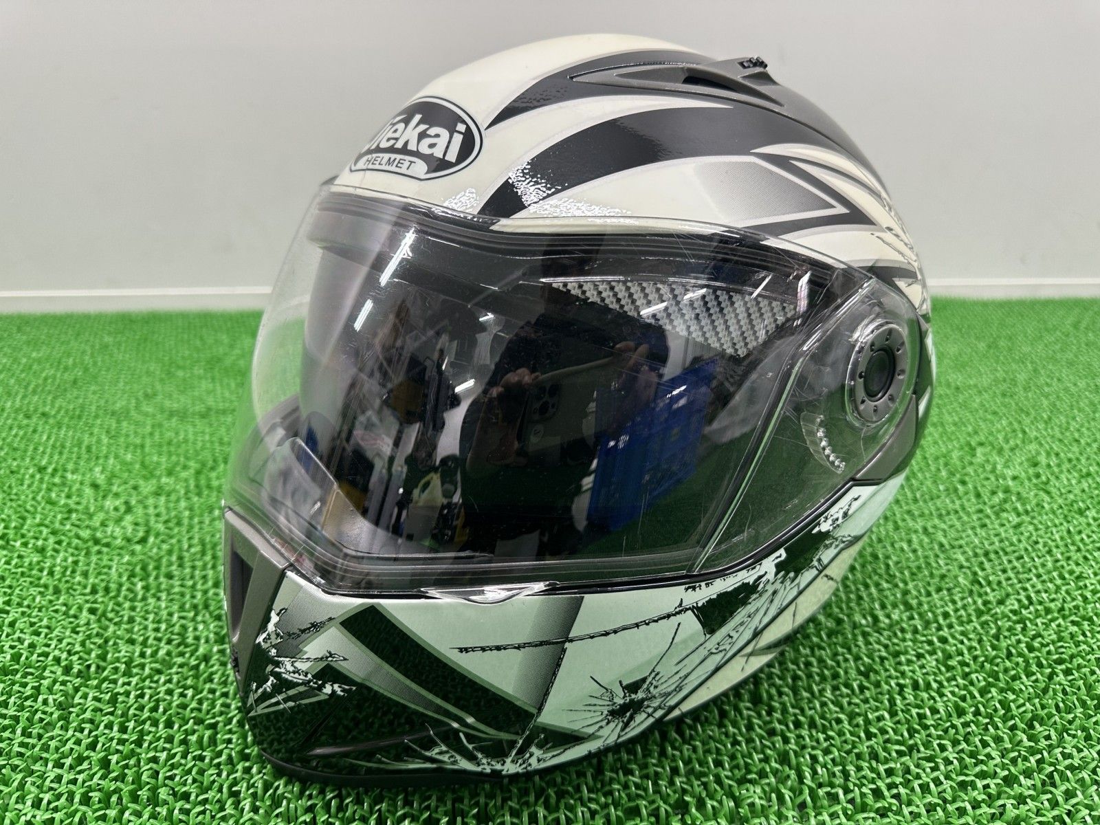 Jiekai製 ヘルメット 黒/白 JK-105 社外 中古 Lサイズ フルフェイス 