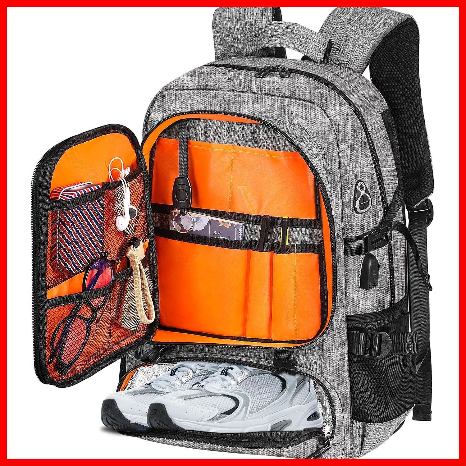 USB充電ポート バッグ 収納可能 30L 15.6インチ スポーツ 鞄 大容量 アウトドア カバン PC 旅行 防水 通勤 ビジネスリュック防災リュックサック メンズ 出張 リュック