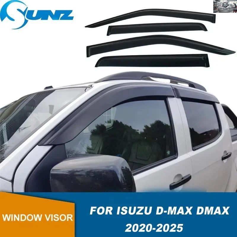 サイドウィンドウディフレクター ISUZU D-MAX DMAX 2020 - 25 4個 カー ドア バイザー ウェザー シールド サン レイン ガード