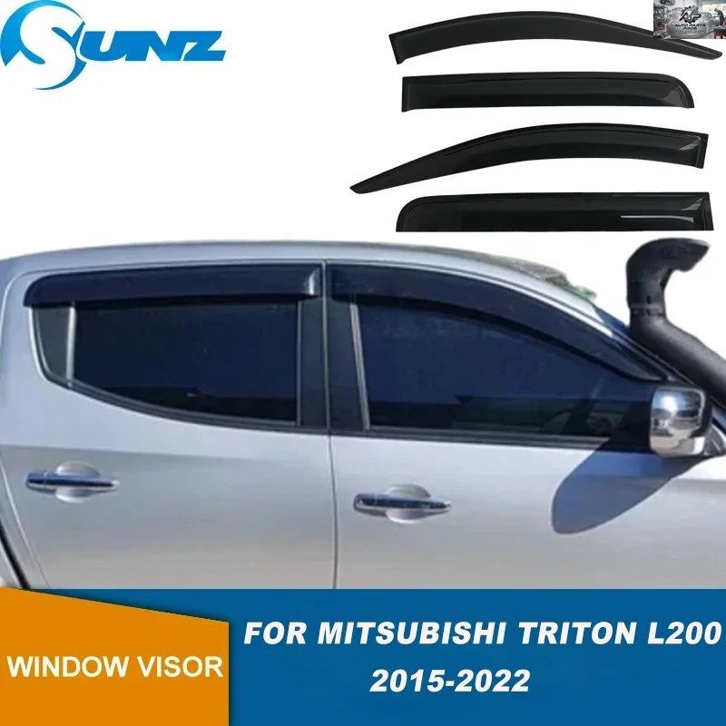 ドアバイザー MITSUBISHI TRITON MQ MR L200 2015 - 22 サイドウィンドウデフレクター サンレインガード SUNZ