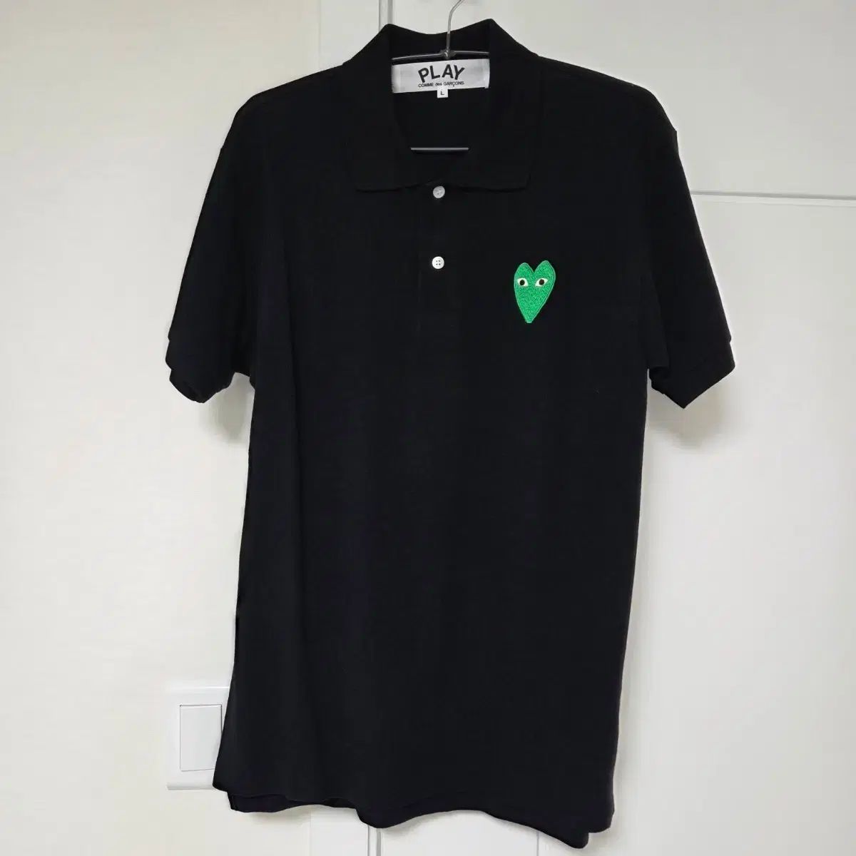 L コム・デ・ギャルソン グリーン ハート ロゴ 半袖 カラーTシャツ